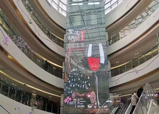 Wall Mounted Aluminium Transparan LED Display Full Color RGB dengan IP65 Protection Grade